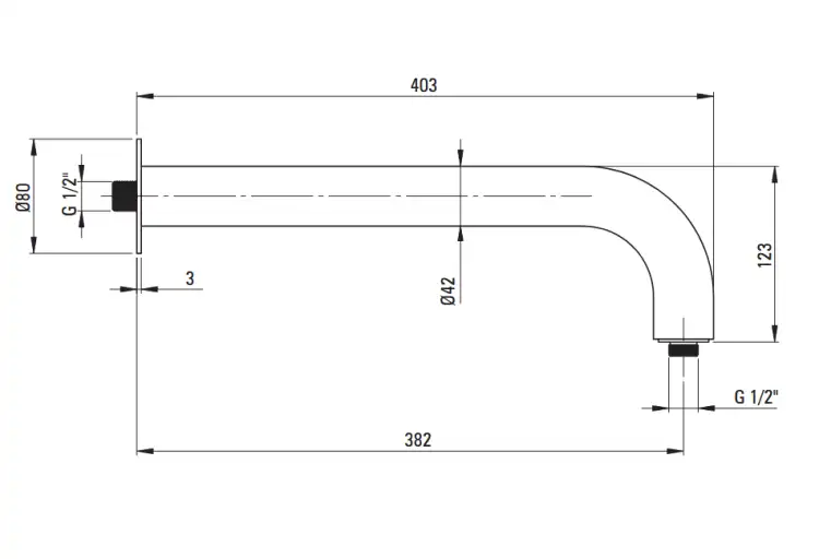 Deante SILIA ramie ścienne deszczownicy 380 mm