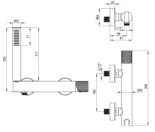 Deante SILIA HEXA bateria prysznicowa stal szczotkowana BHS_F41M