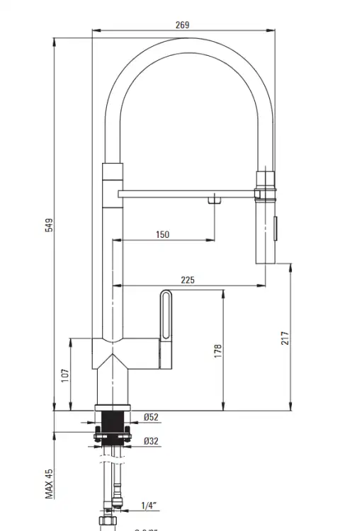 Deante Magnetic Bateria kuchenna z podłączeniem do filtra wody z elastyczną wylewką