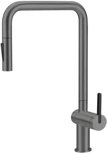 Deante MOMI bateria kuchenna z wyciąganą wylewką titanium BKM_D73N