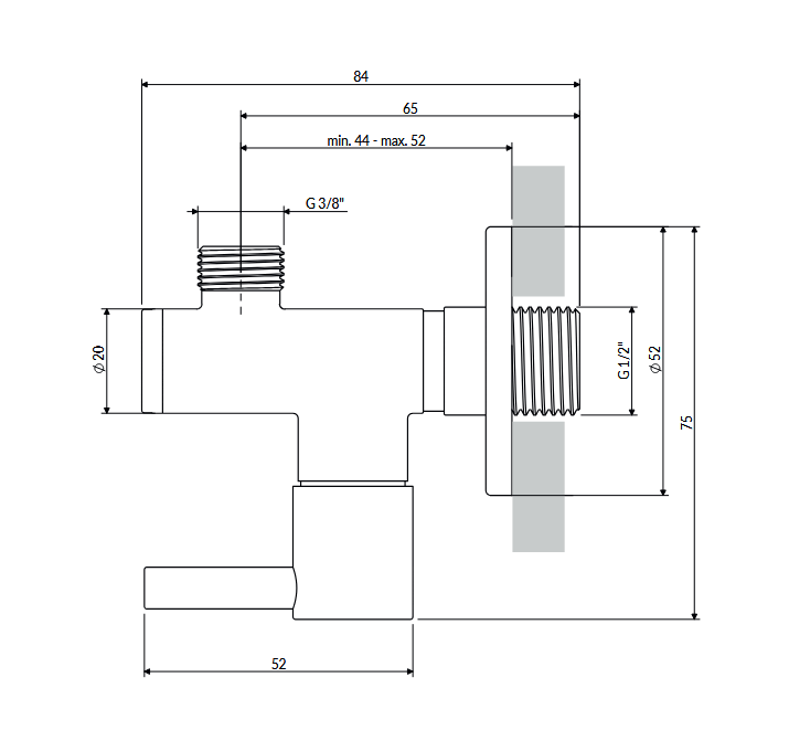 Omnires ZAWÓR KĄTOWY 1/2 x 3/8