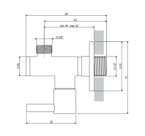 Omnires ZAWÓR KĄTOWY 1/2 x 3/8