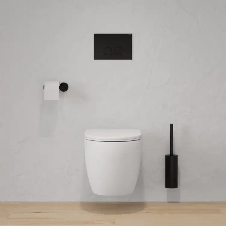 ECO FLUSH SET  |  STRONGFRAME stelaż podtynkowy do miski toaletowej z ECO spłukiwaniem + MINIMAL przycisk spłukujący czarny mat.