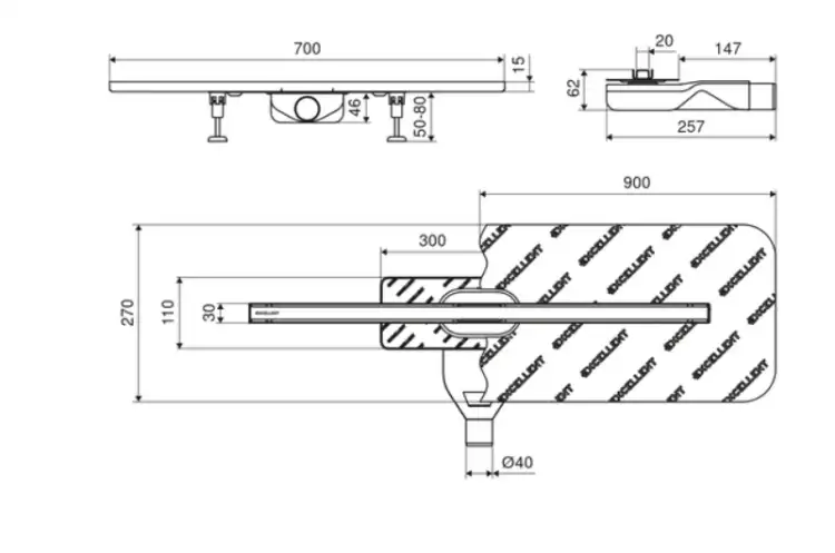 Excellent STILIO SLIM 70 cm odpływ liniowy z rusztem dekoracyjnym