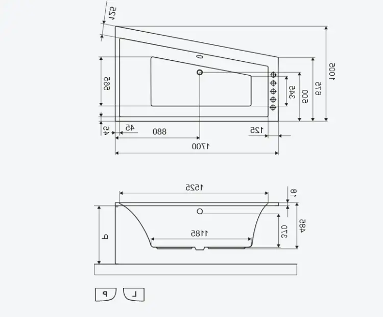 Excellent SFERA Slim wanna akrylowa 170x100 Prawa WAEX.SFP17WHS