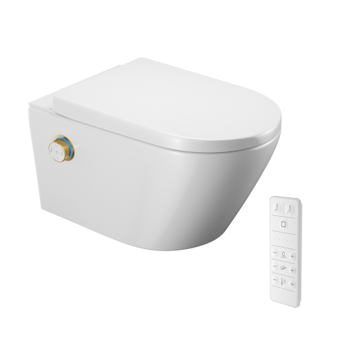 Excellent DAKOTA 2.0 toaleta myjąca D2 chrom + deska + pilot , pokrętło złoty połyskZEPR.0007