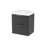 Excellent BLANKO szafka czarny soft 49 cm z umywalką 2 szuflady uchwyt  złoty połysk  MLEX.6317.K.490.BLGL