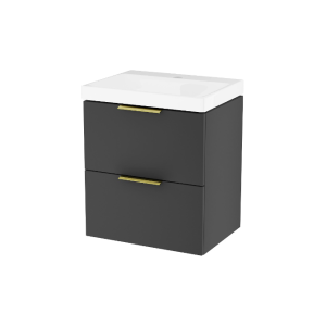 Excellent BLANKO szafka czarny soft 49 cm z umywalką 2 szuflady uchwyt  złoty połysk  MLEX.6317.K.490.BLGL