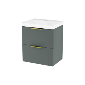 Excellent BLANKO szafka szałwiowy mat soft 49 cm z umywalką 2 szuflady uchwyt złoty połysk  MLEX.6317.K.490.GNGL