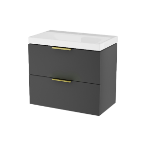 Excellent BLANKO szafka  czarny soft 64 cm z umywalką 2 szuflady uchwyt złoty połysk   MLEX.6317.K.640.BLGL