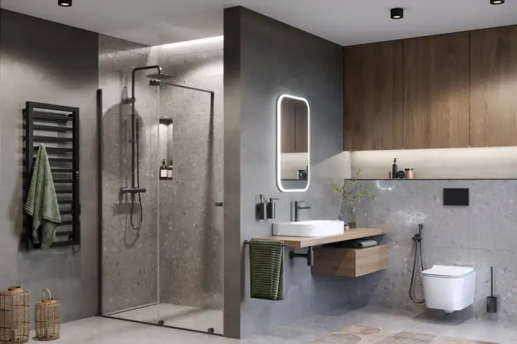 Excellent Ortigo walk-in drzwi przesuwne 120 grafit szczotkowany