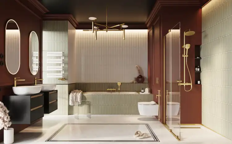 Excellent Ortigo walk-in drzwi przesuwne 120 złoty połysk