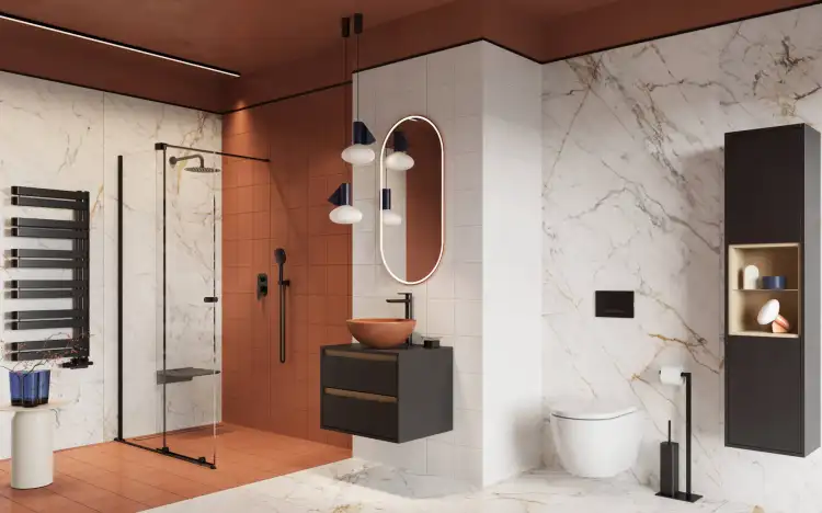 Excellent Ortigo walk-in drzwi przesuwne 140 czarny mat