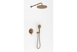 Kohlman AXEL zestaw prysznicowy podtynkowy z deszczownicą R30 miedź szczotkowana QW210ABCR30