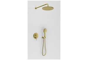 Kohlman AXEL zestaw prysznicowy podtynkowy z deszczownicą R30 złoty szczotkowany  QW210AGDBR30