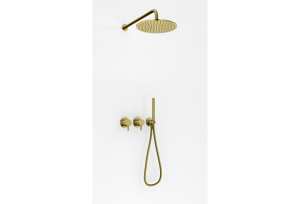 Kohlman AXEL zestaw prysznicowy podtynkowy z deszczownicą R25 złoty połysk  QW260AGDR25