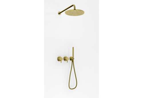 Kohlman AXEL zestaw prysznicowy podtynkowy z deszczownicą R25 złoty połysk