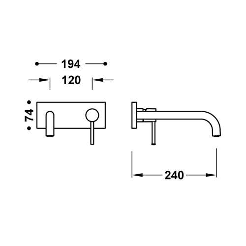 Tres STUDY bateria umywalkowa podtynkowa 24 cm