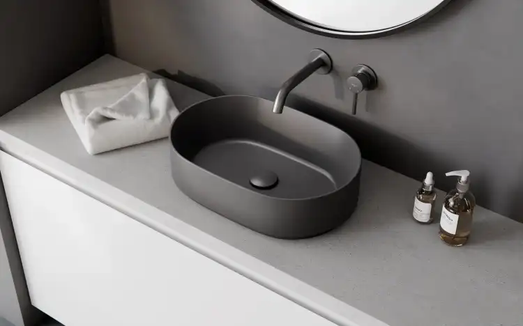 Besco VEO bateria umywalkowa podtynkowa gun metal BU-VS-GR