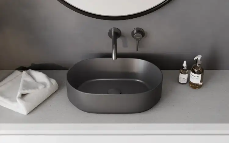 Besco VEO bateria umywalkowa podtynkowa gun metal BU-VS-GR