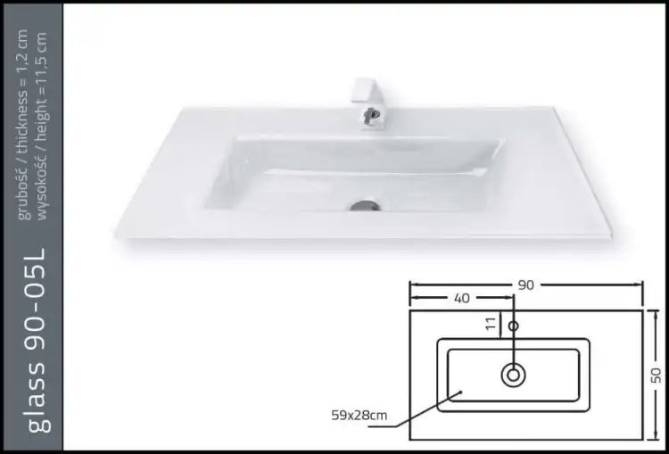 KRZEMIEŃ Glass umywalka szklana 90-05L kolor 31M