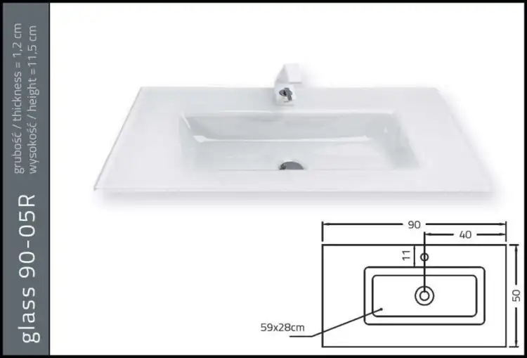 KRZEMIEŃ Glass umywalka szklana 90-05R  kolor 31M