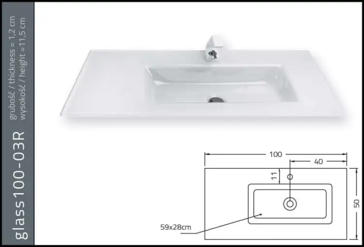 KRZEMIEŃ Glass umywalka szklana 100-03R kolor 31M