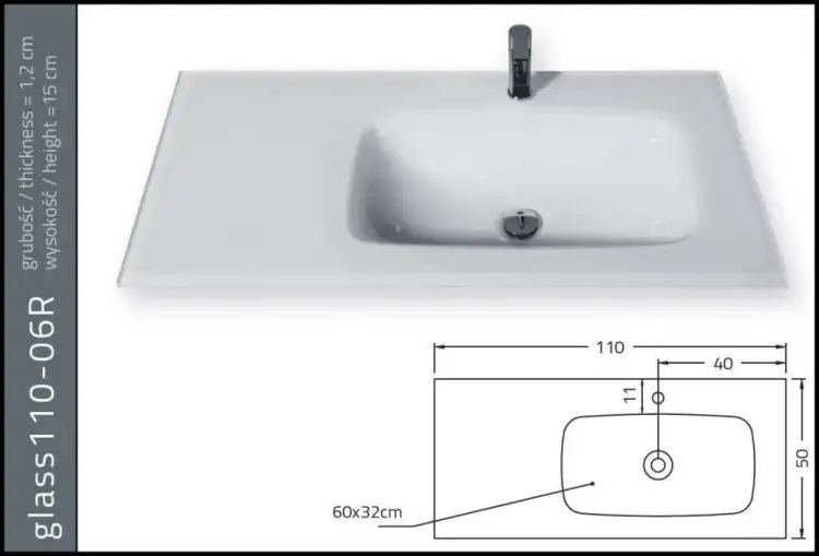 KRZEMIEŃ Glass umywalka szklana 110-06R  kolor 31M