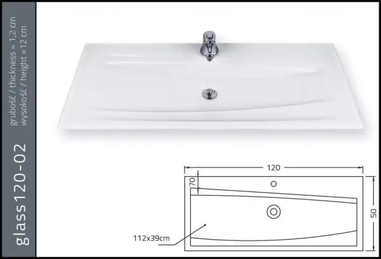 KRZEMIEŃ Glass umywalka szklana 120-02 kolor 31M
