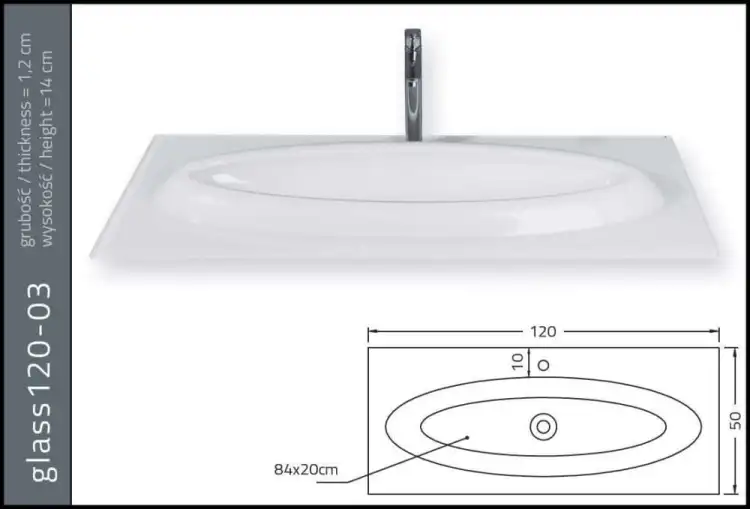 KRZEMIEŃ Glass umywalka szklana 120-03 kolor 31M