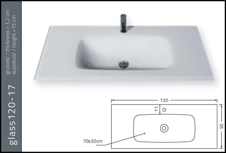 KRZEMIEŃ Glass umywalka szklana 120-17 kolor 31M