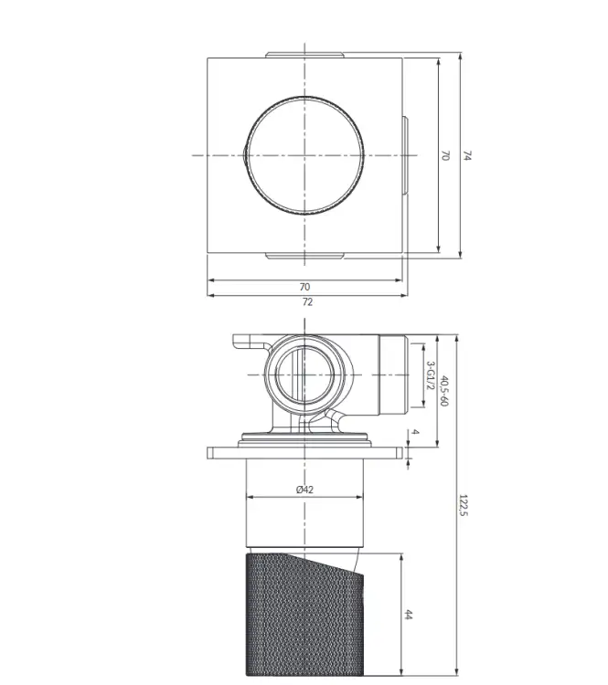 Omnires CONTOUR  bateria prysznicowa podtynkowa złoto szczotkowane