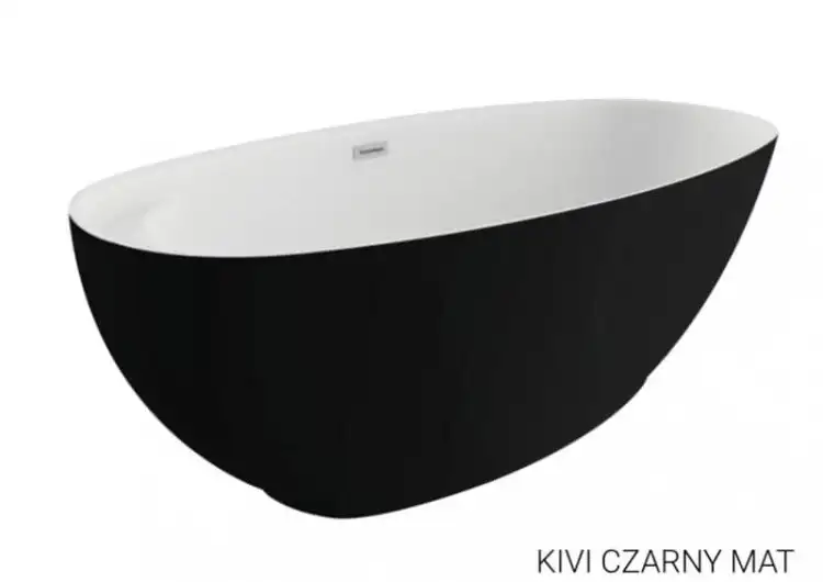 Polimat KIVI  wanna wolnostojąca akrylowa z półką 165 x 75 czarny mat