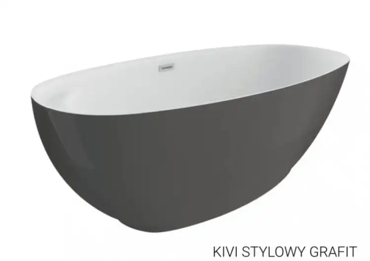 Polimat KIVI  wanna wolnostojąca akrylowa z półką 165 x 75 grafit