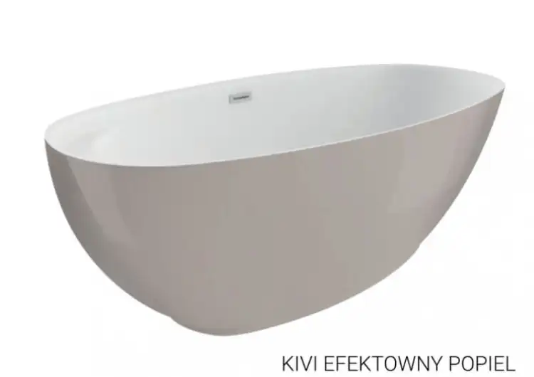 Polimat KIVI  wanna wolnostojąca akrylowa z półką 165 x 75 popiel