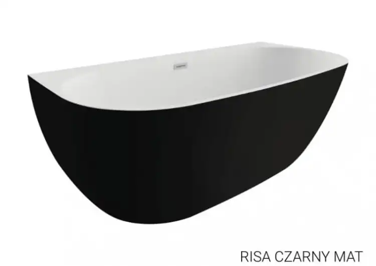 Polimat RISA wanna wolnostojąca przyścienna akrylowa 160 x 80 czarny mat
