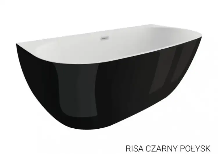 Polimat RISA wanna wolnostojąca przyścienna akrylowa 160 x 80 czarny połysk