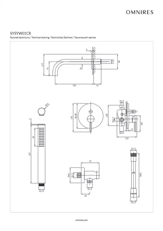 Omnires Y system wannowy podtynkowy Chrom  SYSYW01CR