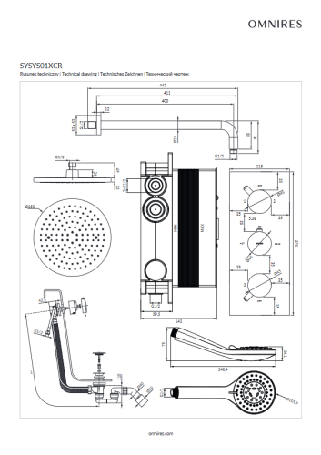 Omnires Y system wannowy  termostatyczny podtynkowy Chrom SYSYS01XCR