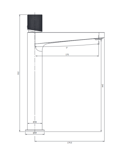 Omnires CONTOUR bateria umywalkowa antracyt CT8012AT