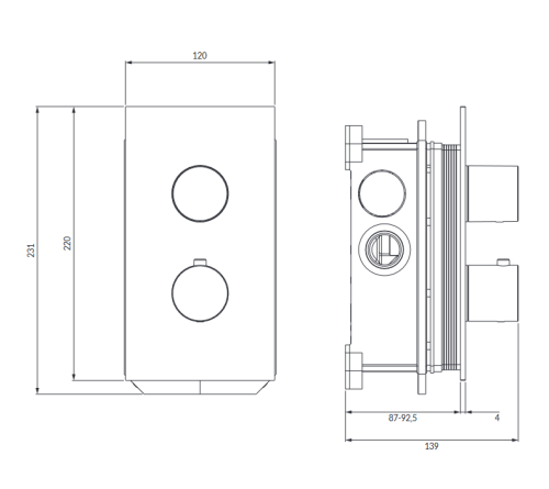 Omnires CONTOUR bateria natryskowo-wannowa antracyt CT8036AT