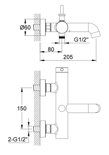 Kohlman AXEL bateria wannowa złoty połysk QW110AGD