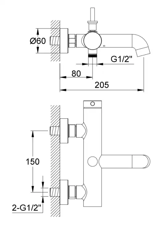 Kohlman AXEL bateria wannowa złoty połysk QW110AGD