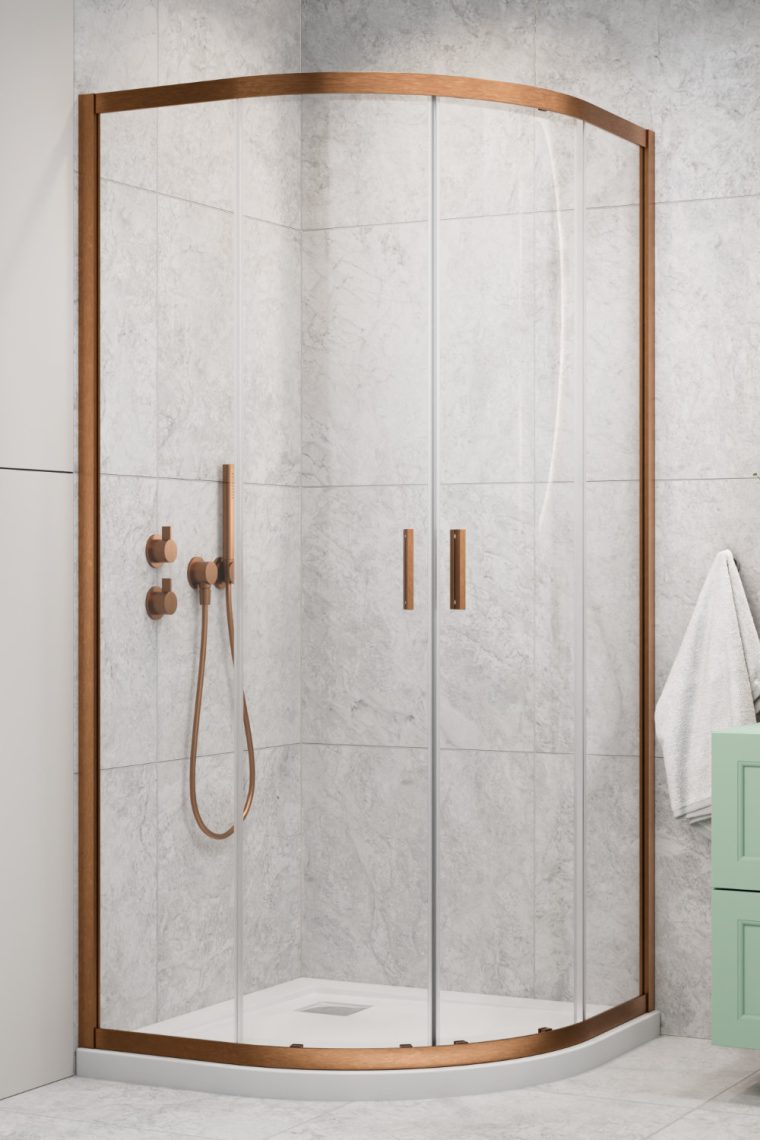 Radaway ALIENTA A 90 x 90 kabina półokrągła suwana miedź